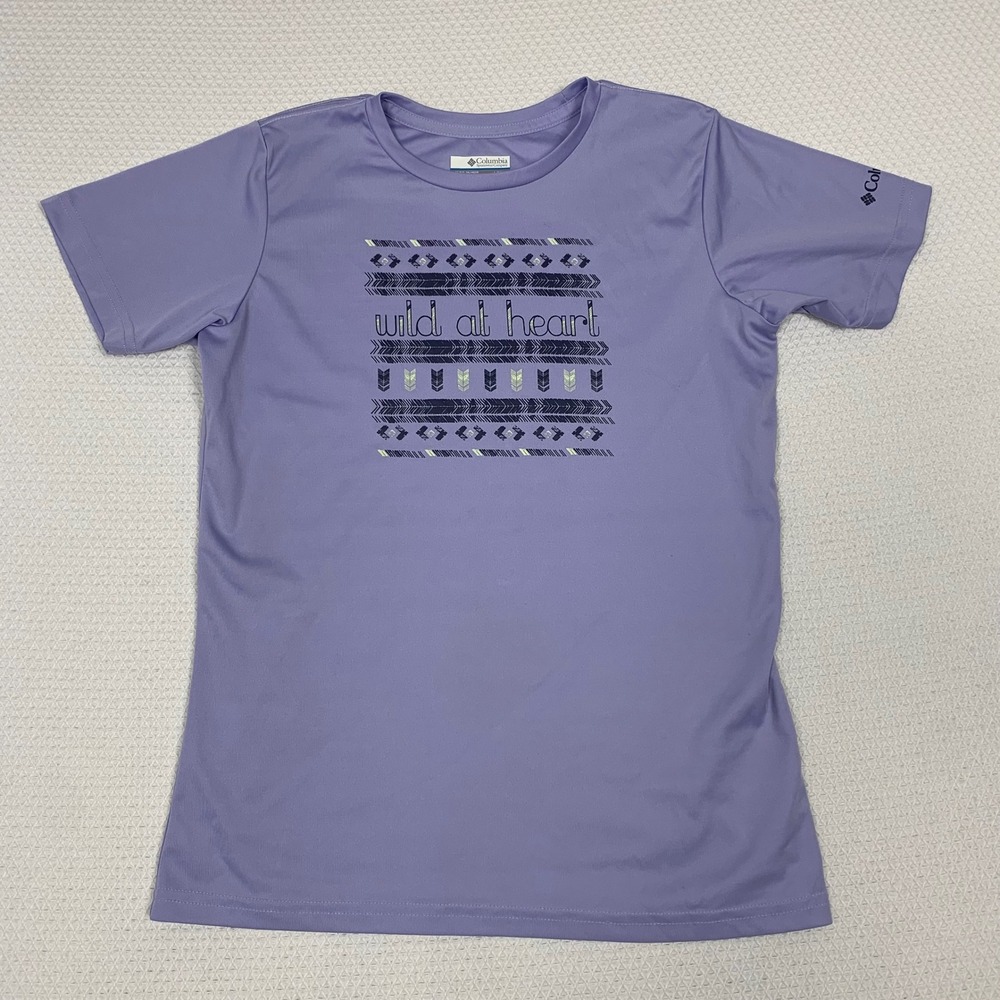 Columbia Girls LG 14/16 Purple Wild At Heart Graphic T-Shirt Short Sleeve AG0019